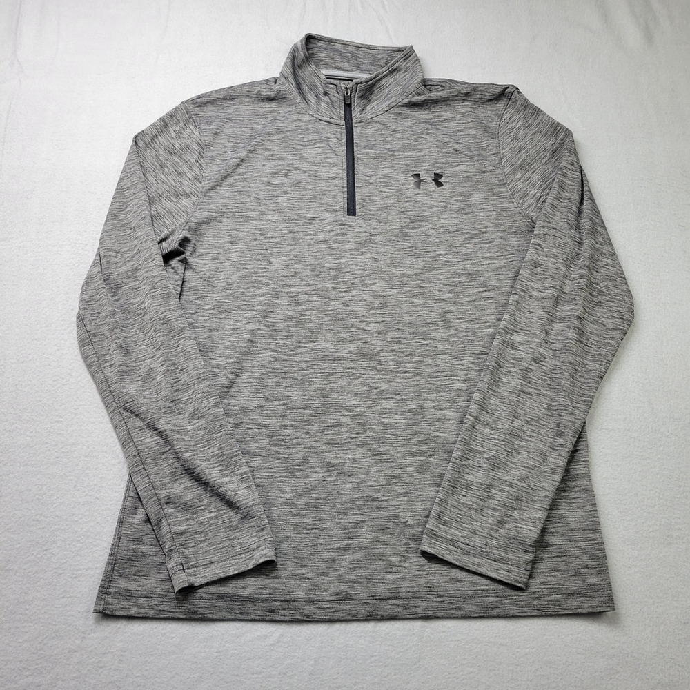 Under Armour 1/4 Zip Shirt Size M Gray Heathered Long Sleeve Performance Tech